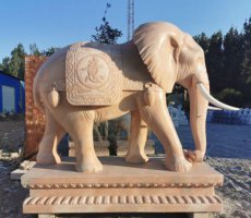 门口石雕大象-彩绘大象雕塑