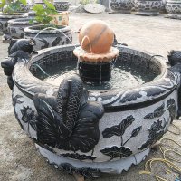 青石喷水鱼缸-石雕鱼盆