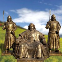 成吉思汗铜雕景观雕塑-玻璃钢仿铜历史名人古代著名人物雕像