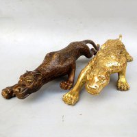 纯铜金钱豹雕塑-动物铜雕摆件