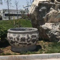 庭院石雕鱼缸-石雕龙鱼盆