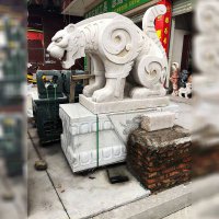 抽象豹子石雕-大理石广场大门动物雕塑