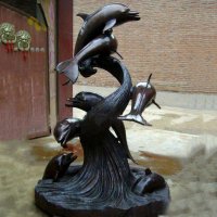 铜雕海豚景观雕塑