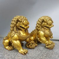 纯铜北京狮-可爱的牛石雕