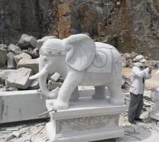石雕大象 观音佛像