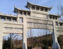 石雕乡村牌坊-寺庙古建石雕山门牌坊