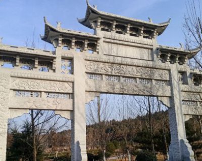 石雕乡村牌坊-寺庙古建石雕山门牌坊