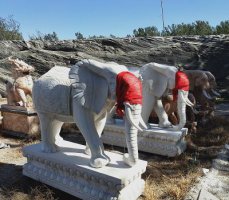 石雕大象别墅-喷水大象雕塑
