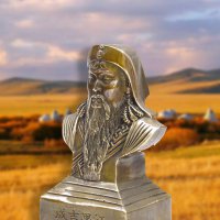 世界著名政治家成吉思汗铜雕头像