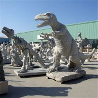 霸王龙和恐龙骨架石雕塑