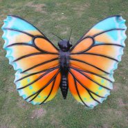 橙色仿真蝴蝶摆件园林草丛彩绘动物雕塑