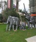 不锈钢抽象大象雕塑-小区园林草坪雕塑景观雕塑