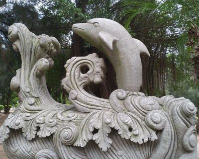 石雕海豚-公园园林水景动物雕塑