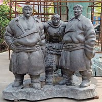 蒙古族摔跤人物铜雕塑