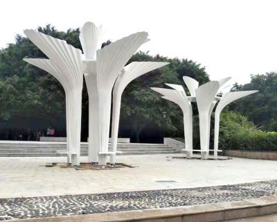 不锈钢树广场景观雕塑亭子