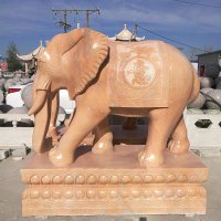 石雕的大象的-荷花大象石浮雕