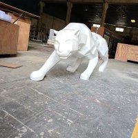 几何块面玻璃钢豹子雕塑-抽象动物雕塑摆件