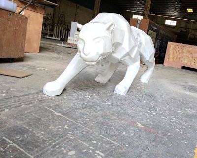 几何块面玻璃钢豹子雕塑-抽象动物雕塑摆件