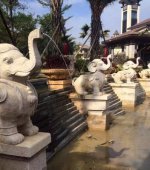 景区景点睡觉喷水石雕大象动物雕塑