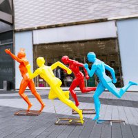 玻璃钢抽象跑步人物雕塑