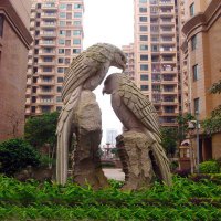 大型石雕鹦鹉景观雕塑-小区吉祥动物雕塑
