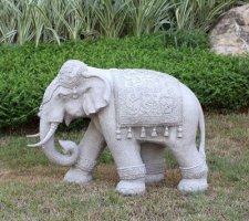 中式石雕大象-鎏金大象雕塑