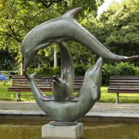 公园海豚水景景观铜雕喷泉