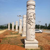 石雕文化柱-铸铜雕塑的关公