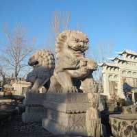 北京石雕狮子-企业楼宇大门动物雕塑摆件