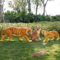 仿真玻璃钢老虎-公园动物园园林动物雕塑摆件