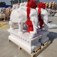 寺庙大象石雕-大象雕塑象牙断牙