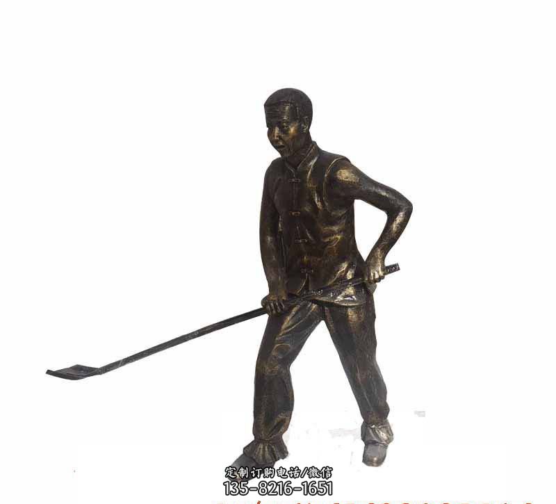 锄地人物铜雕-校园人物铸铜雕塑