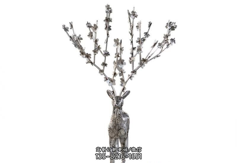 不锈钢镂空树枝梅花鹿雕塑