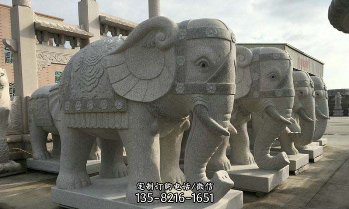 公园景观大理石大象石雕图片