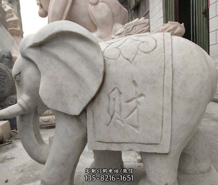 公园动物大理石大象石雕