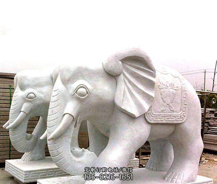 公园景观大理石招财大象石雕图片
