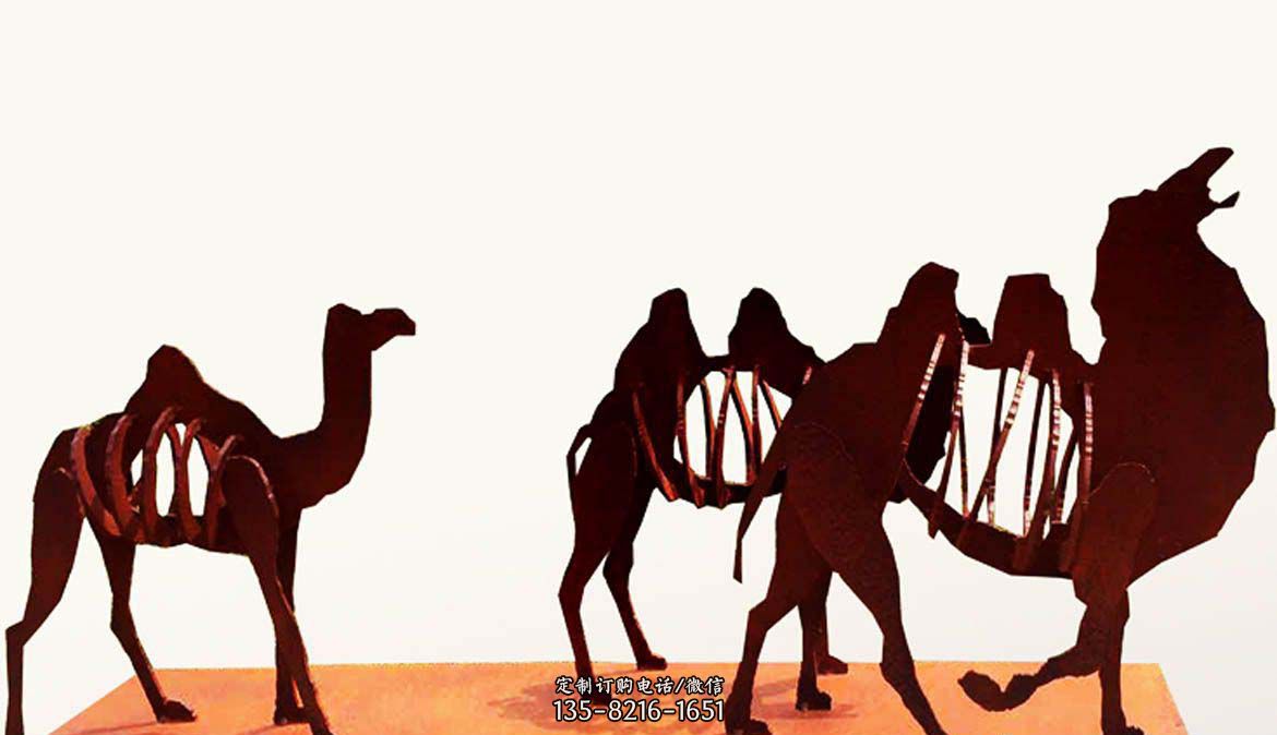 不锈钢抽象剪影骆驼雕塑