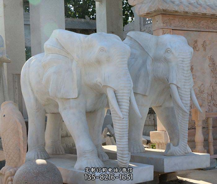 广场景观大理石大象石雕图片