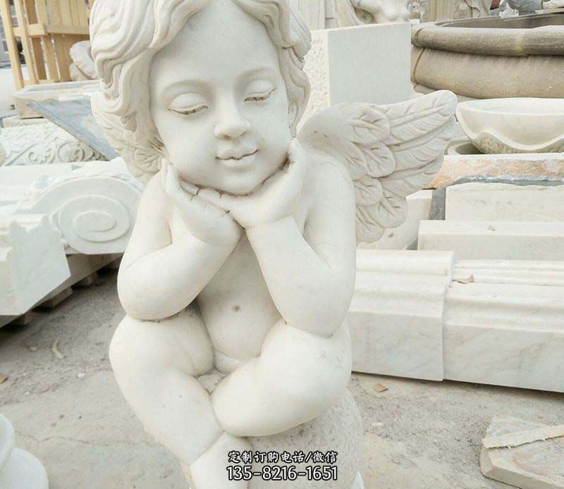 汉白玉小天使西方儿童石雕图片