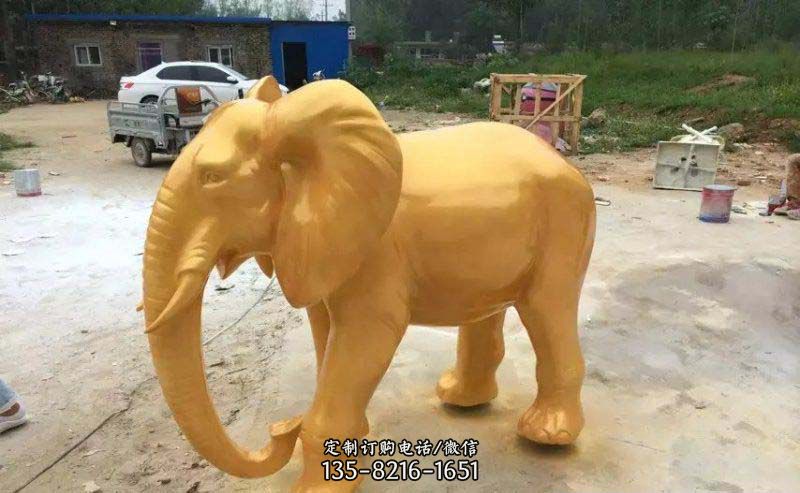 大象玻璃钢仿铜动物雕塑