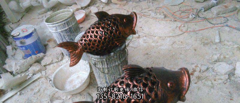 金鱼小区景观动物铜雕