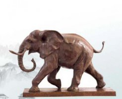 晚霞红大象公园动物石雕