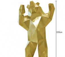 不锈钢钛金色几何熊雕塑