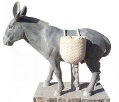 驮竹筐的小毛驴公园动物石雕