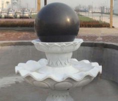 汉白玉小型风水球喷泉石雕