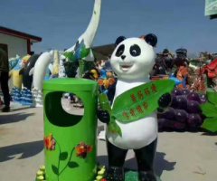 不锈钢环保熊猫垃圾桶雕塑