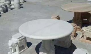 汉白玉圆形石桌凳