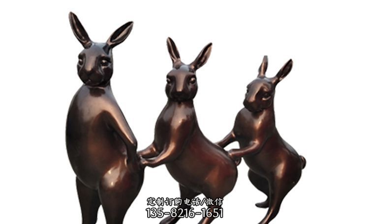 广场不锈钢光面兔子动物雕塑