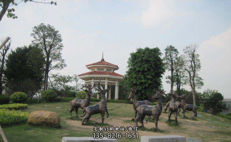 公園群鹿動物銅雕