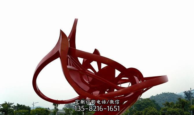 公园大型红色不锈钢雕塑